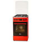 Aragaz LDK 5060 D ECAI RED FR NG, Cuptor electric convectie, Display LCD cu touch, Aprindere,  Termostat, Timer, 6 functii, Rosu