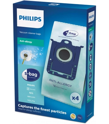 Set 4 bucati sac aspirator Philips S-bag FC8022/04, Compatibil cu Aspiratoarele cu sac Philips sau Electrolux